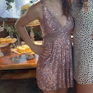 Iridescent Sequin Bodycon Dress in Pink